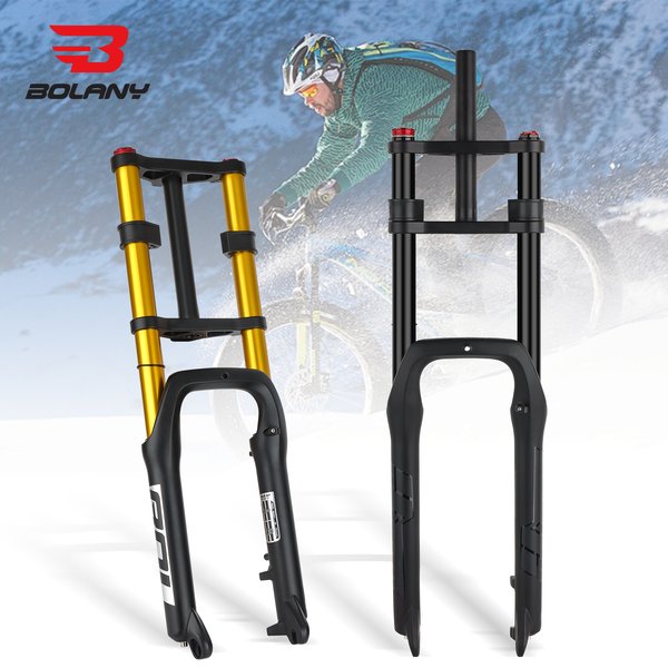 Bolany Doppelschulter-Schnee-Vorderradgabel 20 * 4,0 Zoll / 26 * 4,0 Zoll MTB-Gabel 130 mm Reise-Luftversorgungs-Fahrradgabel E-Bike-Gabel