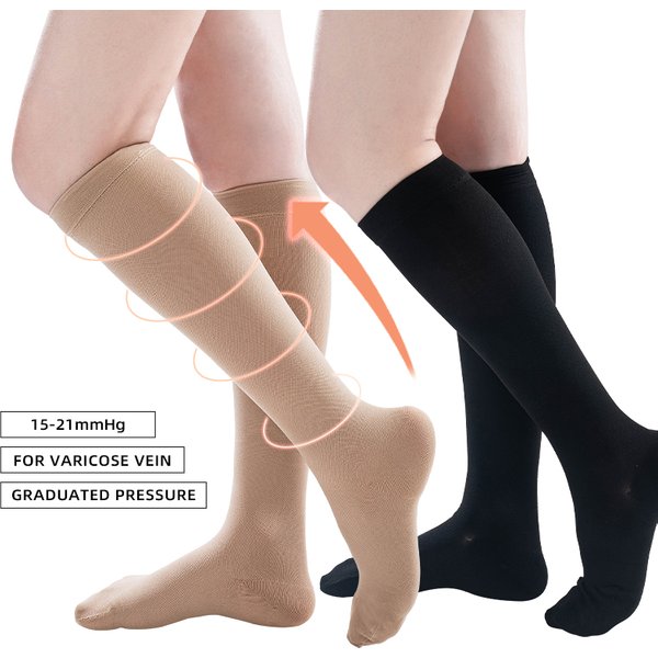 Legbeauty grande taille médical genou haute Compression bas hommes femmes bout fermé varices chaussette mollet manches S-5XL 15-20 mmHg