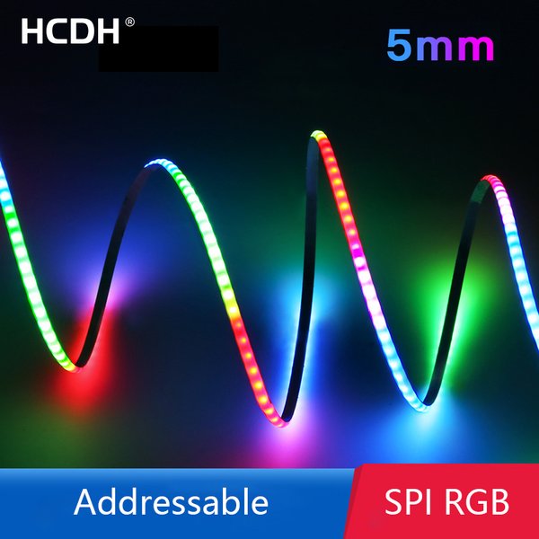 Taśma LED 12V 5V SPI RGB PixelCOB do samodzielnego montażu, dekoracji, gier, 160LED/m, adresowalna, 5mm, Dream Color WS2812B, taśma RGB-IC