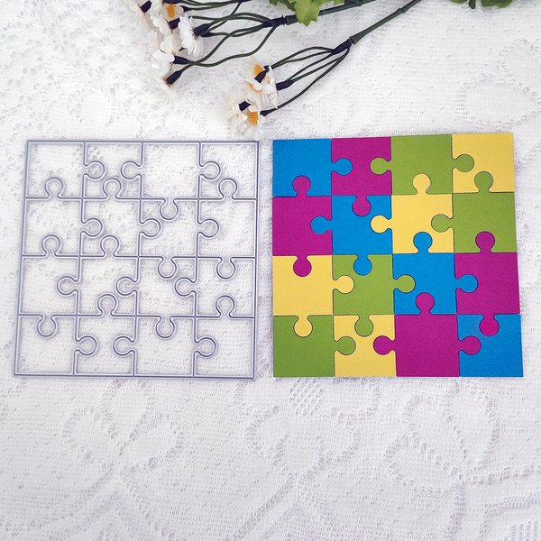 Puzzle Lace Envelope Frame Hanging Card Head Gift Box Metal Cutting Dies Stencil DIY Scrapbooking Template Mold Embossing