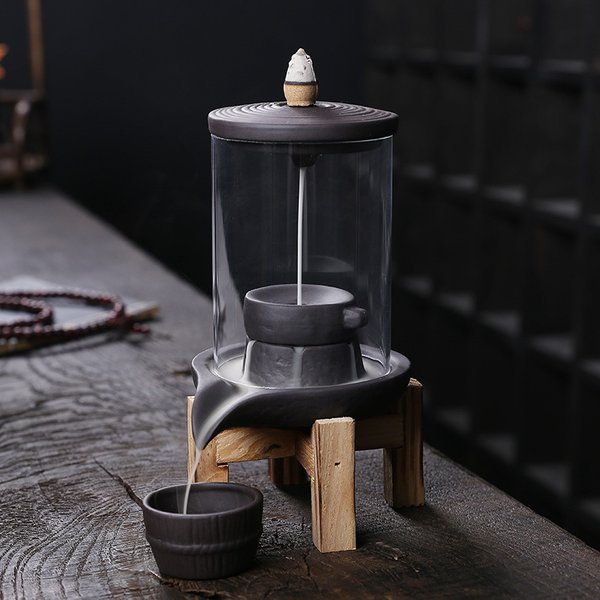 Brûleur d'encens à reflux coupe-vent, décorations créatives pour la maison, ornements porte-bonheur et paisibles, fontaine d'encens d'intérieur, chandelier