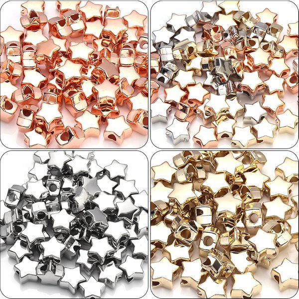 Perles CCB multicolores en forme d'étoile, 50 à 100 pièces/lot, perles d'espacement amples pour la fabrication de bijoux, accessoires Neklace pour Bracelet à bricoler soi-même