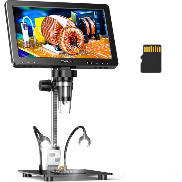 TOMLOV Mikroskope Digital DM9 Max 10,1-Zoll HDMI Elektronik Soldering Mikroskop 20MP LCD Vergrößerung Lupe Kinder Microscope für Münzbeobachtung/PCB-Löten HD IPS Bildschirm 10 Einstellbare