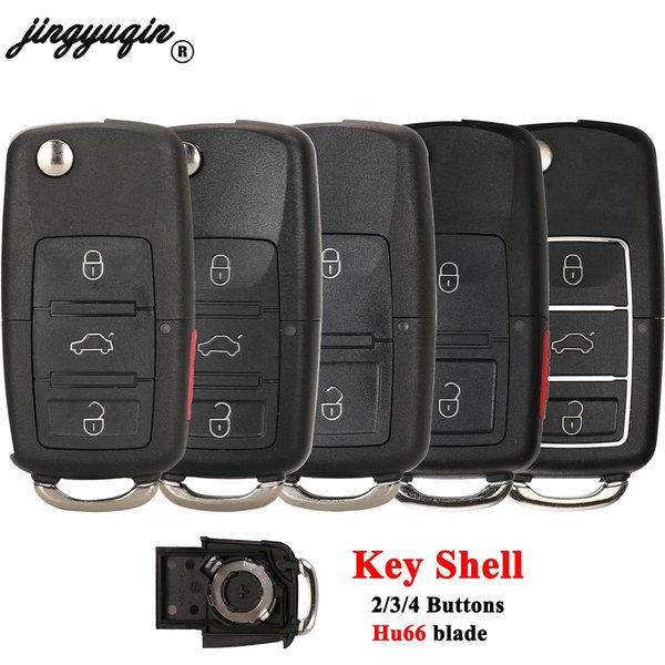 Coque de clé télécommande pliable Jingyuqin 2/3/4 boutons pour VW Volkswagen Polo Golf MK6 Tiguan Touareg 202AD 202Q avec lame HU66
