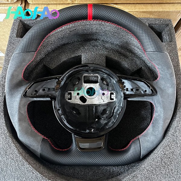 Volant personnalisé en cuir et peluche pour Audi S3 S4 S5 Rs3 Rs4 Rs5 Q5 Q7 A3 A4B8 A5 Modification