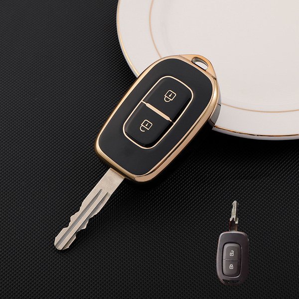 2 boutons TPU voiture télécommande porte-clés housse pour Renault Kwid symbole de la circulation pour Dacia Sandero Logan Duster 2016 2017 2018 coque