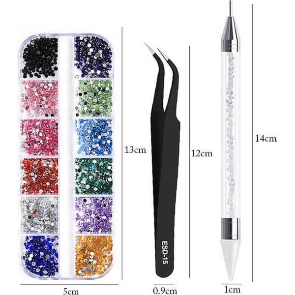 3Pcs/Set Nails Art Accesorios Multi-Size Rhinestones 3D Crystal DIY Decorations Glitter Crystal Rivet Gem 3D Nail Supplies