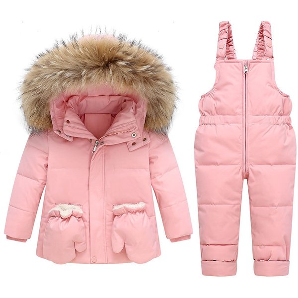 OLEKID 2026 Winter Kinder Mädchen Overall Echte Waschbärpelz Daunenjacke für Mädchen Baby Mädchen Jumpsuit Kinder Mädchen Oberbekleidung Mantel