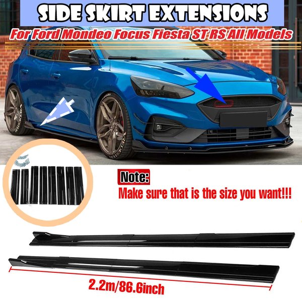 Extensions universelles de 2,2 m pour jupes latérales de voiture, séparateurs de bas de caisse, ailerons diffuseurs pour Ford Mondeo Focus Fiesta ST RS tous modèles