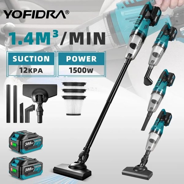 YOFIDRA 12Kpa aspirateur électrique sans fil 1500W nettoyeur à main nettoyage neige poussière outil électrique pour Makita 18V batterie broche