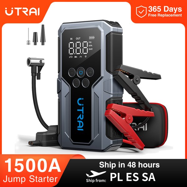 UTRAI 1500A urządzenie do uruchamiania awaryjnego samochodu Power Bank przenośna pompa powietrza 150PSI akumulator samochodowy awaryjne wzmacniacze urządzenie rozruchowe rozrusznik samochodowy 2024