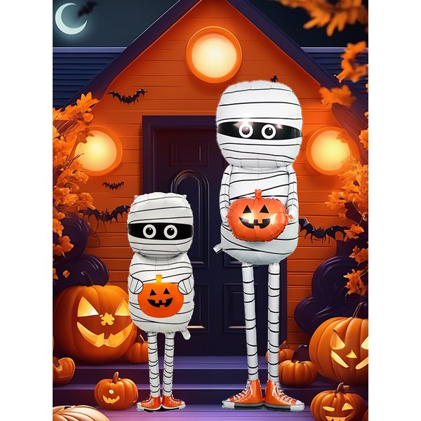 1 szt. balon w kształcie mumii na Halloween, dekoracja w formie dyni-mumii na Halloween, rekwizyty do dekoracji na imprezę „Cukierek czy psikus”, dekoracje na imprezę.