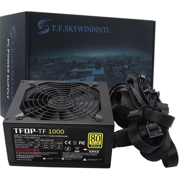1000W ATX Gaming-Netzteil 80 PLUS Gold, nicht-modular, aktiver PFC 110-230V, 130mm ultra-leiser Lüfter