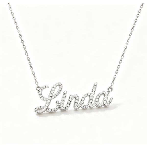Luna 925 Sterling Silver Moissanite Custom Name Necklace Full Pave Elegant Script Design Fine jewelry 2026 Trend Gift For Women