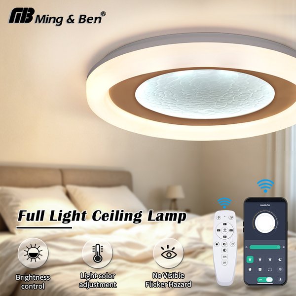 Plafonnier LED intelligent 75W 220V, lampe de plafond moderne à intensité variable, télécommande par application, économie d'énergie, décoration de chambre à coucher, salon, maison