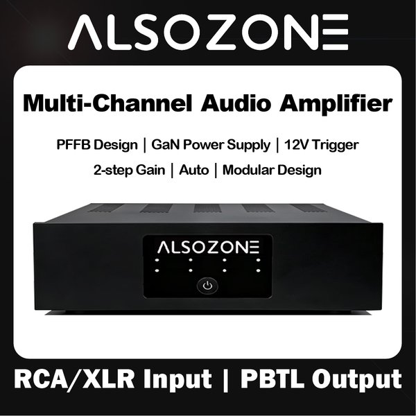 ALSOZONE+3eAudio PAM252 Multi-Channel Power Amplifier 8-Channel 250W Per Channel TPA3255 PBTL GaN & PFFB THD 0.0003% at 8Ω