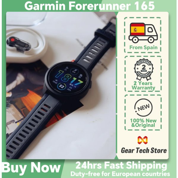 Inteligentny zegarek sportowy Garmin Forerunner 165 w podstawowym stylu, ekran Amoled o przekątnej 1,2 cala, GPS, kompatybilny z wieloma językami.