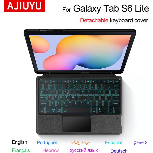 AJIUYU – étui pour clavier magique sans fil détachable, pour Samsung Galaxy Tab S6 Lite 10.4 pouces 2022 2020, housse de protection avec porte-stylo S