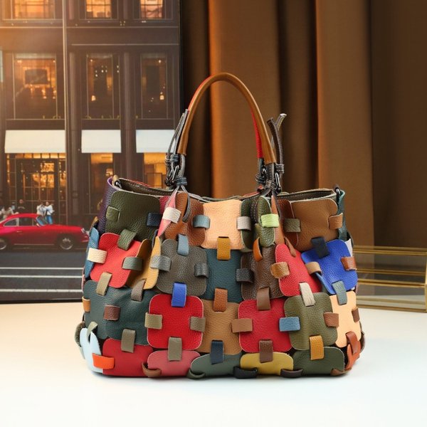 Nouveau sac à bandoulière tissé haut de gamme en cuir de vachette pleine fleur de qualité supérieure, sac à main grande capacité, sac de shopping tendance pour femme