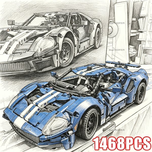 1468 pièces, modèle de supercar à l’échelle 1:8, kit de construction avec blocs, véhicule de course à assembler soi-même, jouet pour adultes, idéal comme cadeau d’anniversaire ou pour collectionner.