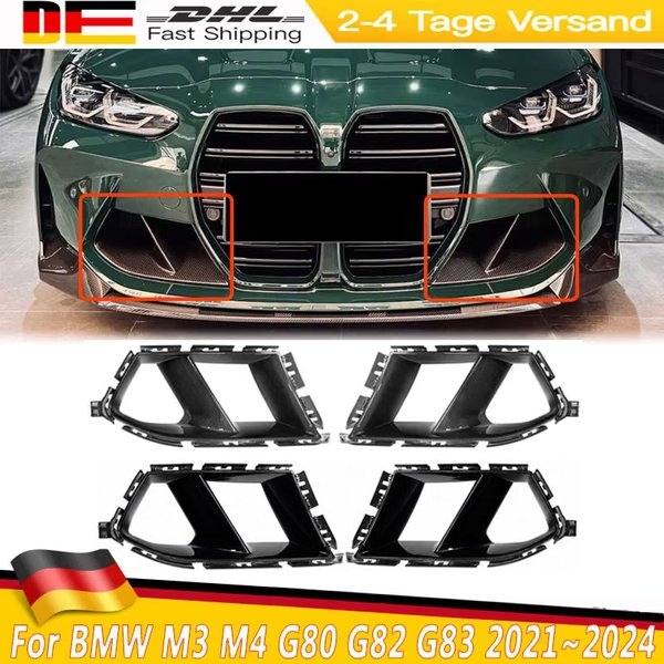 Glänzend Schwarzer Frontstoßstangen-Luftkanal-Ersatz für BMW M3 M4 G80 G81 G82 G83 2021~2024 Auto-Frontstoßstangen-Lüftungsabdeckung