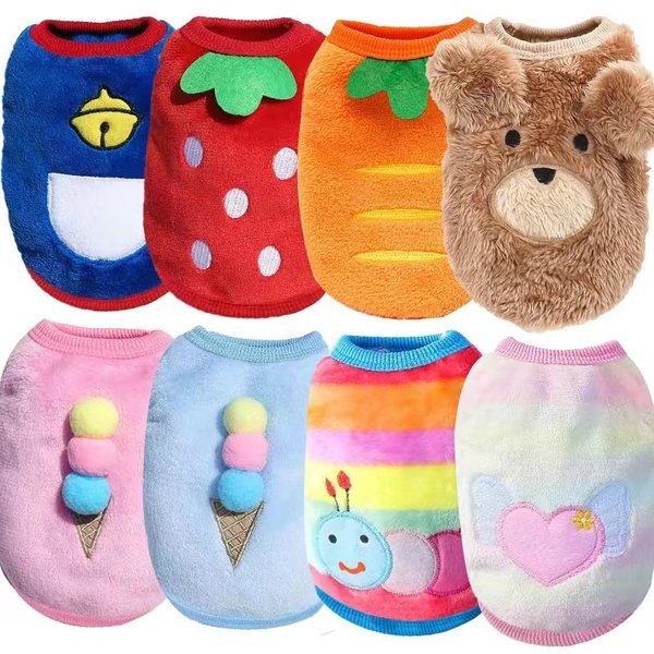Vêtements d'hiver mignons pour petits chiens et chats, pull chaud pour animaux de compagnie, flanelle douce, veste bouffante pour chiots, accessoires pour chiens, fournitures Xxs