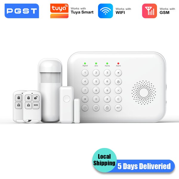 PGST Sicherheits Alarmanlage Set WiFi 2G GSM Works with Tuya Smart Life intelligentes drahtloses System für Wohnung Laden Büro Bewegungssensoren unkomplizierte Einrichtung