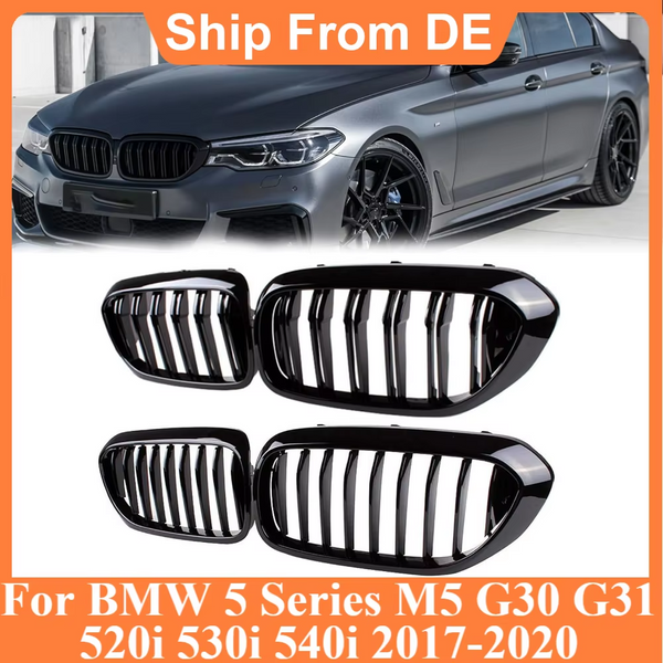 Frontgrill für BMW 5er G30 2017-2020 530e 530i 540i 550i – Einzel-/Doppelsteg-Design, Nieren-Renngrill für die Motorhaube