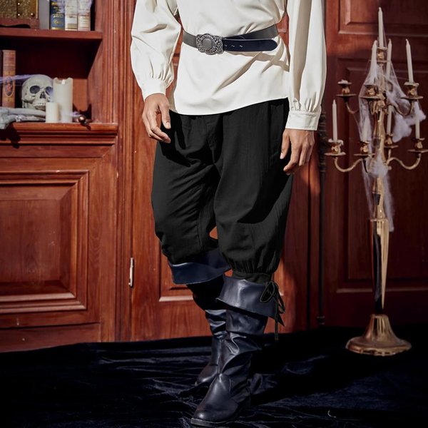 Mittelalter liche Hose Pirat Knöchel band Schnür riemen elastische Taille plissiert lose kurze Hose Cosplay Performance Kostüm