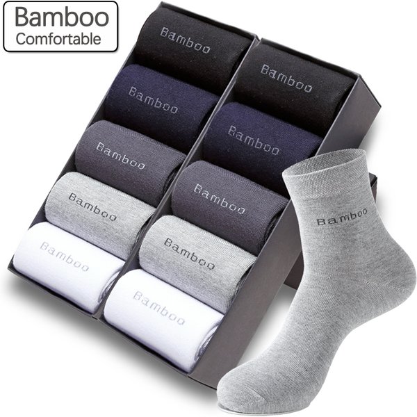 10 Pairs / Lot Bamboo Fiber Socks Men Casual Business Anti-Bacterial Breatheable Men's Crew Socks High Quality Guarantee Sock