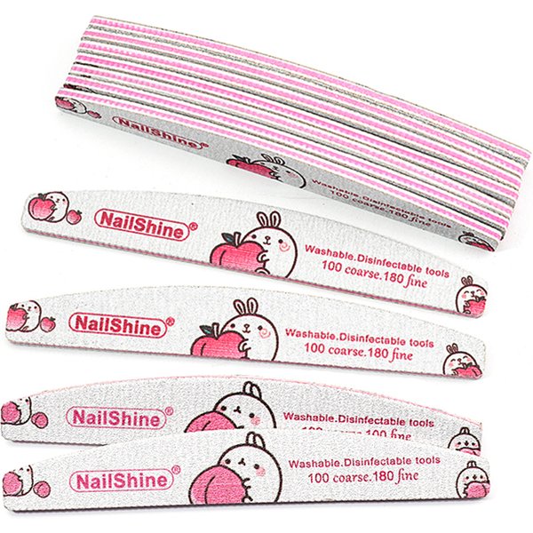 10 Pcs/Lot Professional Nail Files Buffer 100/180 Limas Manicura Block Grey Boat Gel Polishing Acrylic Sanding Nail File Kit