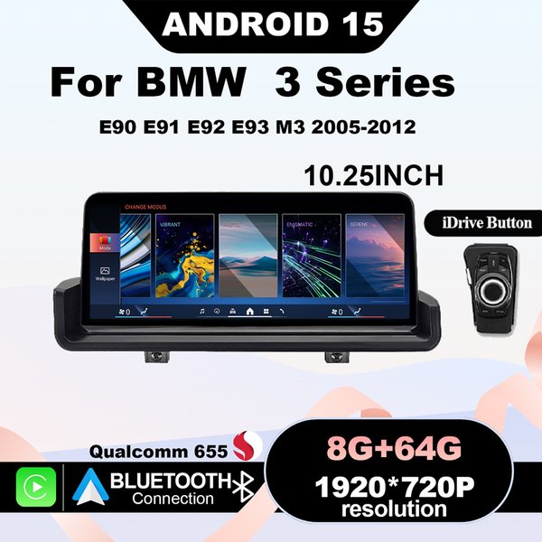Android-Autovideoplayer für BMW 3er-Reihe, Modelle E90, E91, E92, E93 (2005–2012), Originalmodell ohne Bildschirm, ausgestattet mit Qualcomm Snapdragon 665-Chip, 8+64 GB Speicher, für kabelloses