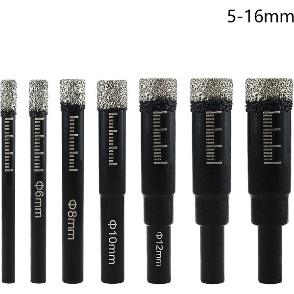 5/6/8/10/12/14/16mm Round Handle Dry Brazed Diamond Hole Saw for Porcelain Tiles Marble Glass Ceramic Crowns Drill Bit