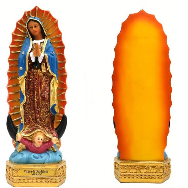 Handmade Painted Our Lady of Guadalupe Statue Figurine Catholic Sculpture Resin Home Office Religious Decoration Ornament Crafts