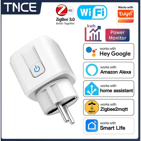 TNCE TUYA prise intelligente WiFi ou Zigbee3.0 prise EU 16A/20A moniteur de puissance fonction de synchronisation commande vocale fonctionne avec Alexa Google Home