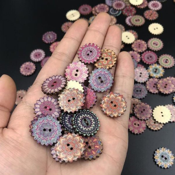 100 Stück bemalte Ausrüstung Holz knöpfe für Handarbeit Nähen Sammelalbum Kleidung Handwerk Geschenk karte Zubehör