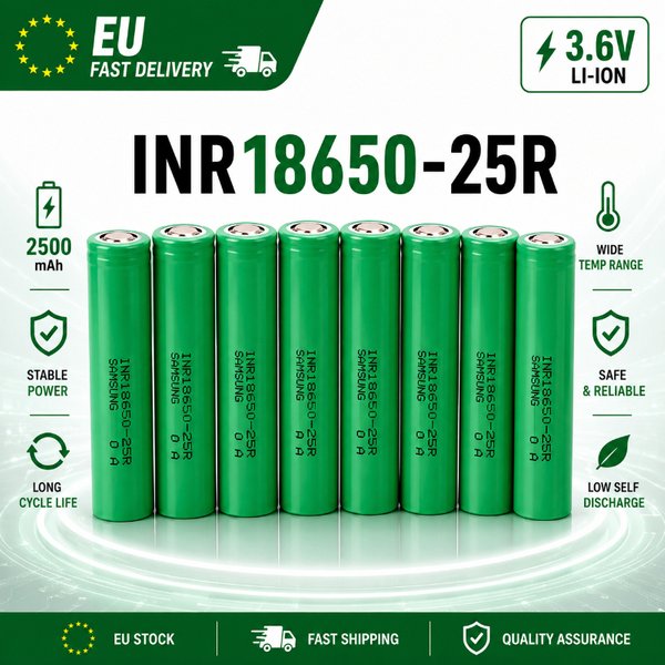 Original INR18650 25R 2500mAh 3,6V Batterie, wiederaufladbare 18650 Li-Ionen-Zelle mit hoher Entladung 20A, hohe Leistung und stabile Energie für Akkupacks, Werkzeuge und Ausrüstung, schneller Versand