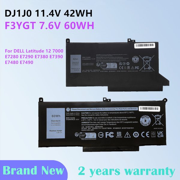 Batterie d'ordinateur portable 2X39G pour Dell Latitude 14 7480 7490 E7480 E7490 12 7280 7290 E7280 E7290 13 7380 7390 E7380 E7390 F3YGT DJ1J0