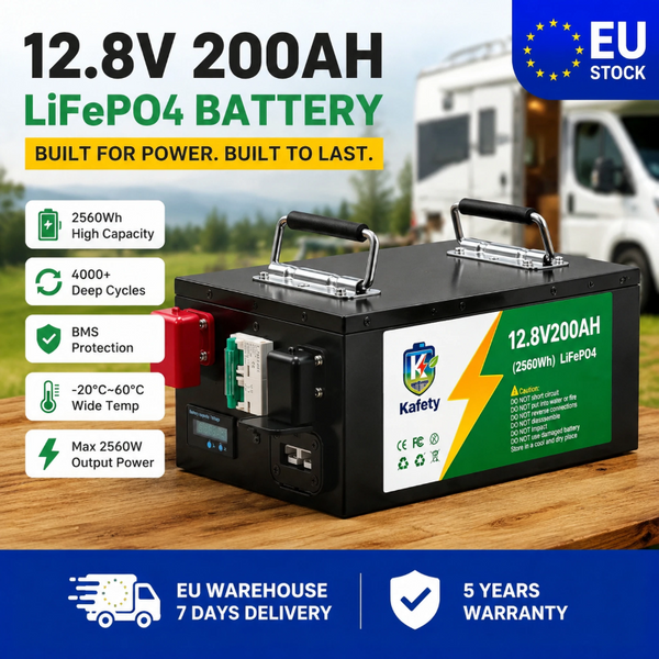 LiFePO4 Lithium-Batterie 12V 200Ah / 24V 100Ah – 100A BMS, 6000+ Zyklen, Solarpanels, Wohnmobil, Camper, Boot, Wohnwagen, Wechselrichter, Off-Grid, EU-Lager, keine Steuer