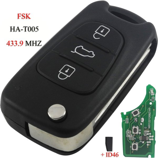 jingyuqin Folding Remote Car Key For Kia K2 K5 For Hyundai I30 IX35 Elantra Tucson Sonata NF 433.9Mhz ID46 Chip 3 Buttons FSK