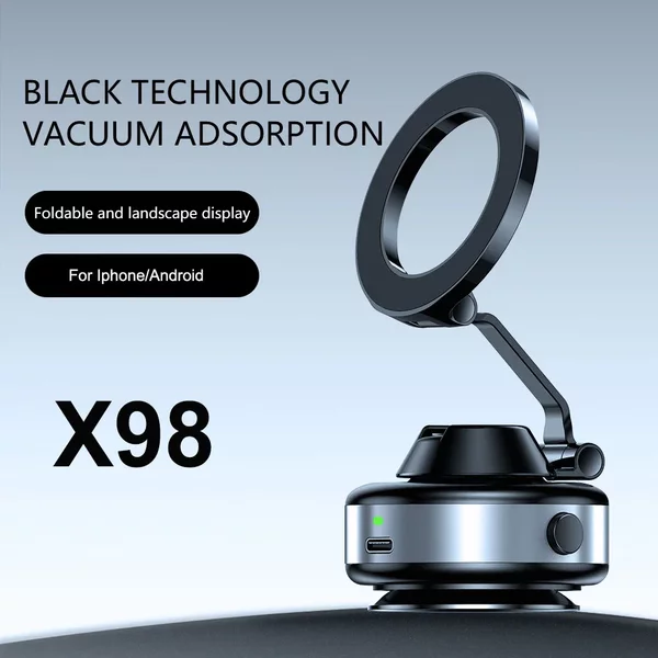 X98 Starker magnetischer Autotelefonhalter, faltbares Design 360° ° Einstellbare Vakuumhalterung für iPhone 12-16 Pro Xiaomi Samsung Vivo