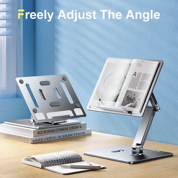 Aluminum Laptop Stand Height Angle Adjustable Reading Stand with Foldable Base Notebook Desktop iPad Stand Tablet Stand Holder