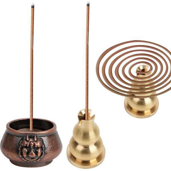 Mini Cafe Ornament Home Decor Buddhism Gadgets Ash Catcher Joss-stick inserted Incense Holder Copper Censer