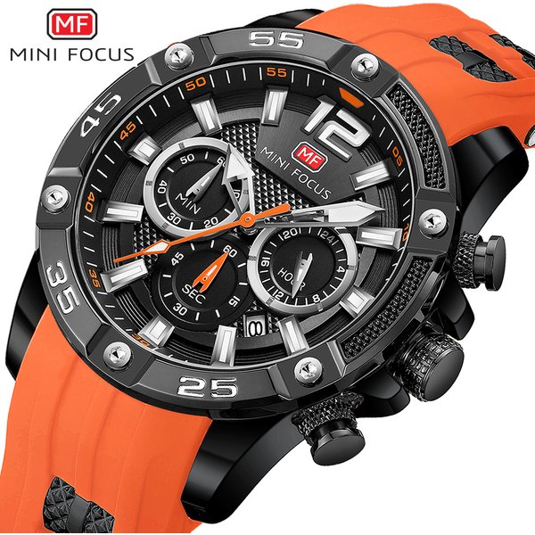 MINI FOCUS Chronograph Uhr Marke Luxus Analog Quarz Sport Männer Uhren Herren Silikon Wasserdicht Datum Mode Armbanduhr 0349