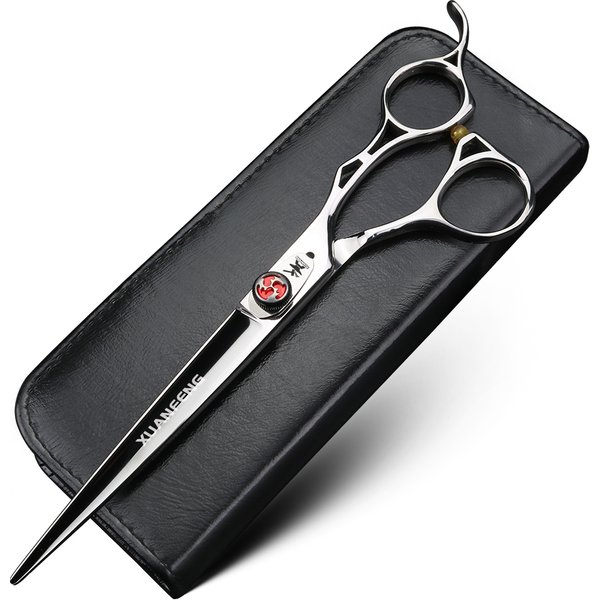 XUANFENG Hohlgriff-elastische Schraube 7-Zoll-Haarschneideschere JP440C Friseurschere aus Stahl, geeignet für Haustiere