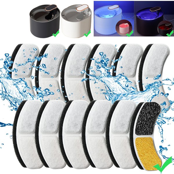 12/6 ensemble filtres élément remplacé filtre à charbon actif chat fontaine d'eau accessoires remplacement résine résine élément filtrant