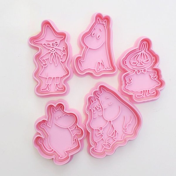 Popularne foremki do ciasteczek Moomin, plastikowe, 3D, urocze, z motywami z kreskówek, foremki do wyciskania ciasteczek, stemple do ciasteczek, akcesoria do pieczenia, do użytku w kuchni.