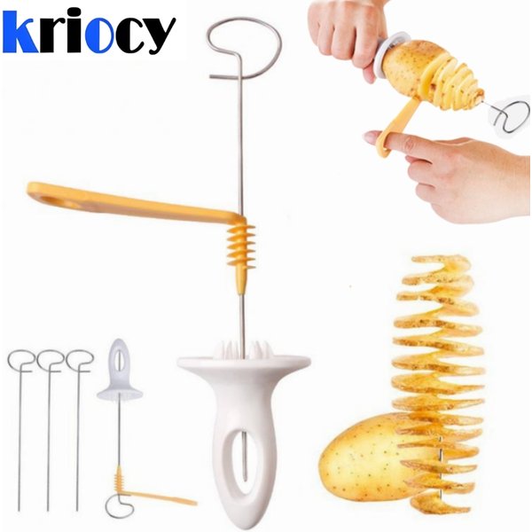 Drehen Kartoffel Slicer Edelstahl Kunststoff Twisted Kartoffel Scheibe Cutter Spirale Kreative Küche Gadgets Gemüse Werkzeuge