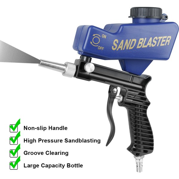 Roststrahlgerät Schwerkraft-Sandstrahlpistole Pneumatisches Sandstrahlset Einstellbare Strahlmaschine Pneumatisches Strahlpistolen-Set