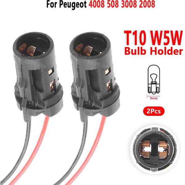 Für Peugeot 4008 508 3008 2008 Positionsleuchte T10 W5W Lampenfassung Sockel Kabelanschluss 2 Stück